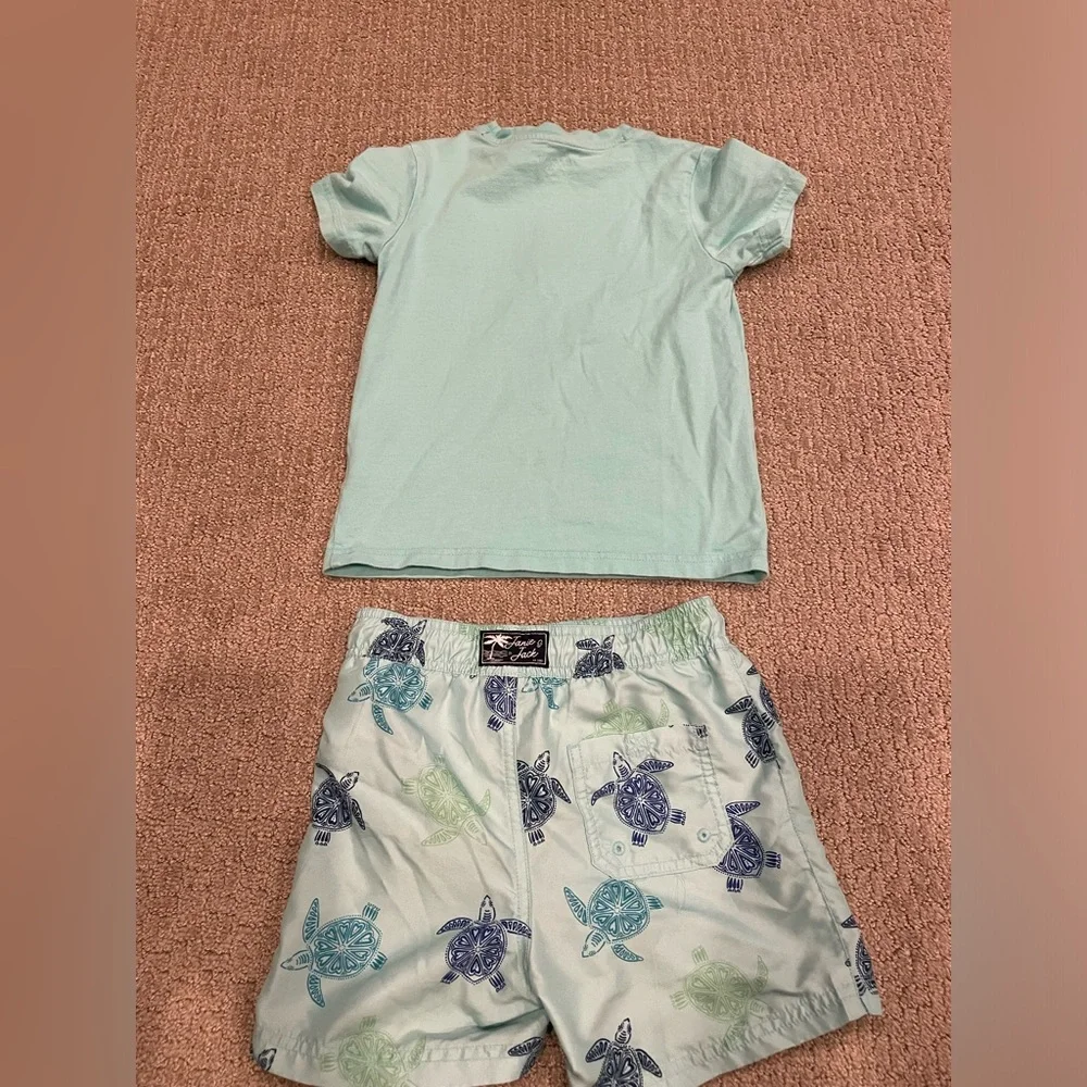 Janie and Jack sea turtle swim shorts and matching shirt